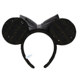 Wear In Disney - 頭箍 Minnie Ears 黑色絲絨格仔