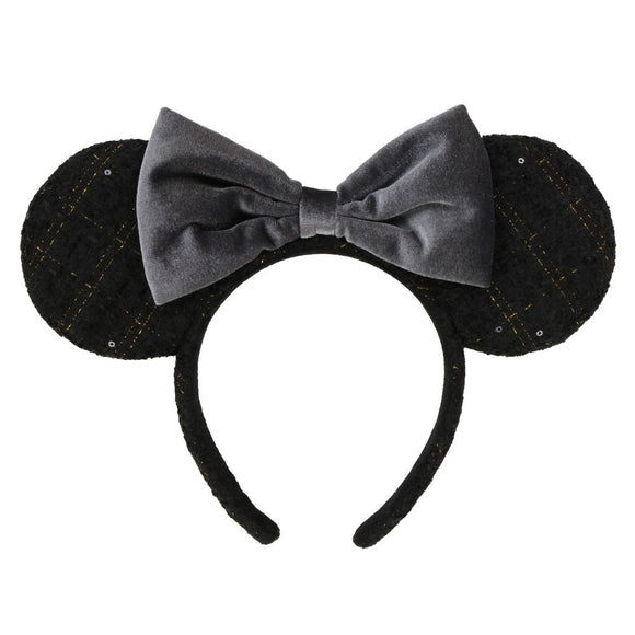 Wear In Disney - 頭箍 Minnie Ears 黑色絲絨格仔