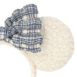 Wear In Disney  頭箍 毛毛藍色格仔