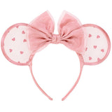 Wear In Disney - 頭箍 Minnie Ears 粉紅紗心心