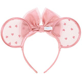 Wear In Disney - 頭箍 Minnie Ears 粉紅紗心心