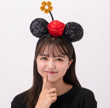 Wear In Disney - 頭箍 Minnie Ears 閃片 立體花