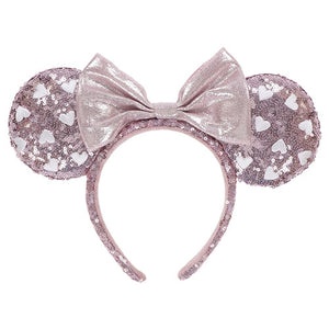 Wear In Disney - 頭箍 Minnie Ears 粉紅色閃片心心