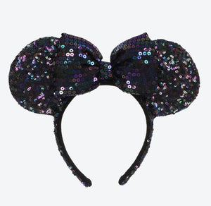 Wear In Disney - 頭箍 Minnie Ears 黑色幻影閃片